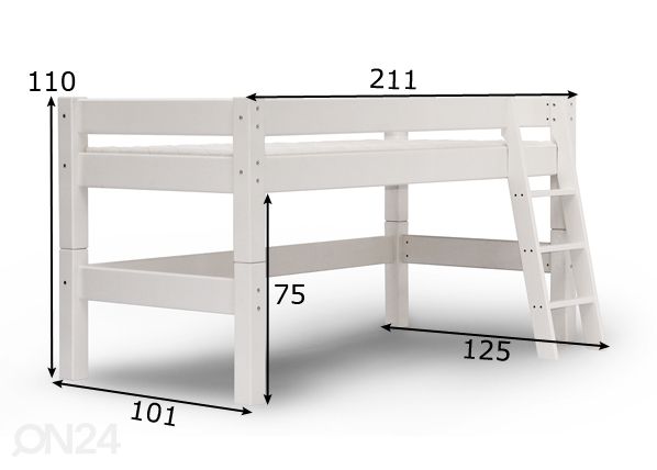 Suwem puoliparvisänky Lahe viistotikkailla 90x200 cm mitat