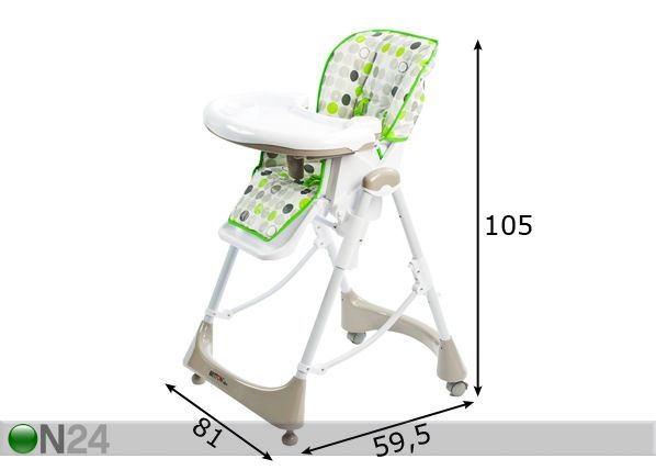 Syöttötuoli BRITTON HIP+GREEN mitat