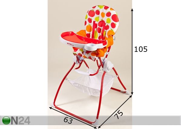 Syöttötuoli BRITTON SNACK APPLE mitat