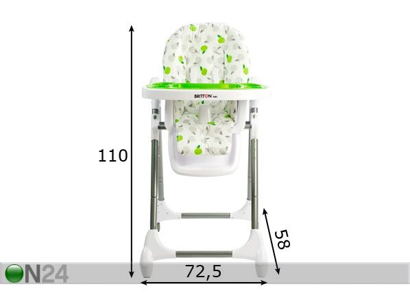 Syöttötuoli BRITTON® YUKI GREEN mitat