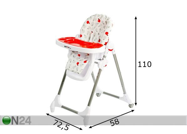Syöttötuoli BRITTON® YUKI RED mitat