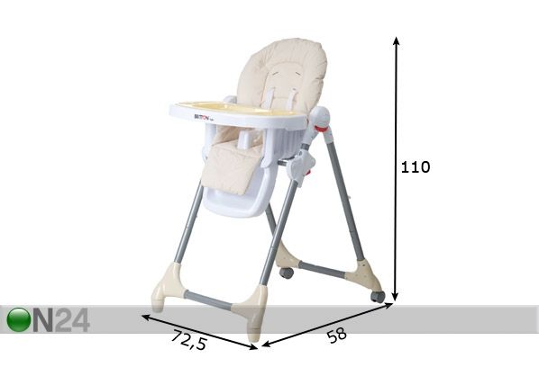 Syöttötuoli BRITTON® YUKI WHITE SWAN mitat