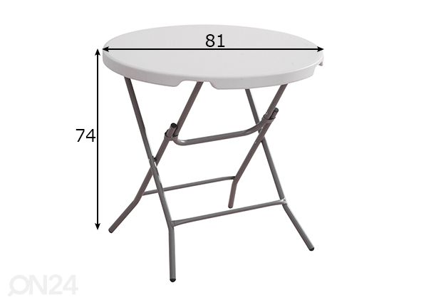 Taitettava puutarhapöytä Ø 81 cm mitat