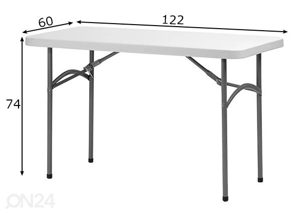 Taitettava puutarhapöytä 60x122 cm mitat