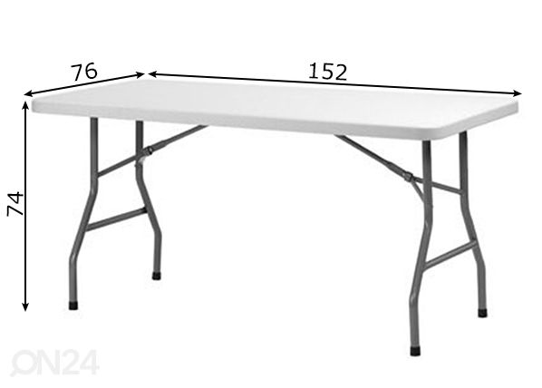 Taitettava puutarhapöytä 76x152 cm mitat