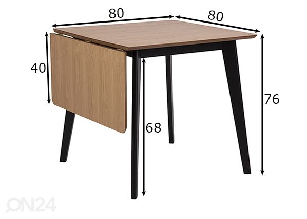 Taittopöytä Concord 80/120x80 cm mitat