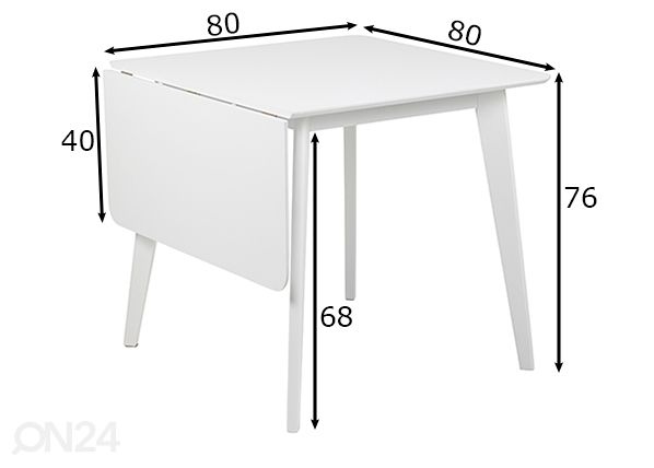 Taittopöytä Concord 80/120x80 cm mitat