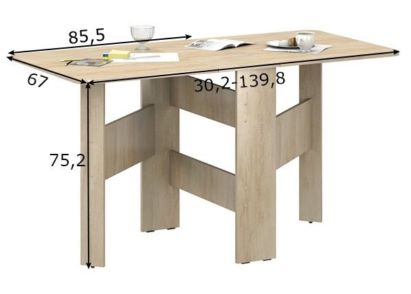 Taittopöytä Horizon 30-140x67 cm mitat