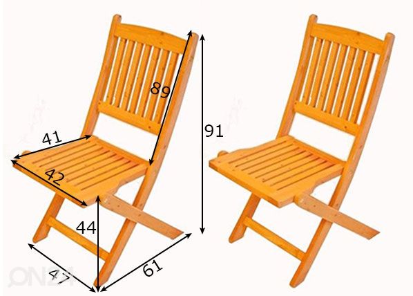 Taittotuoli Vinci, 2 kpl mitat