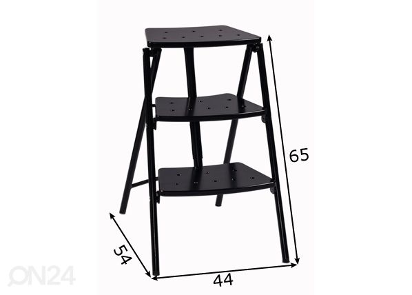 Taittuva porrasjakkara SLIM h65 cm mitat