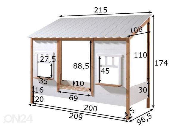 Talosänky House 90x200 cm mitat
