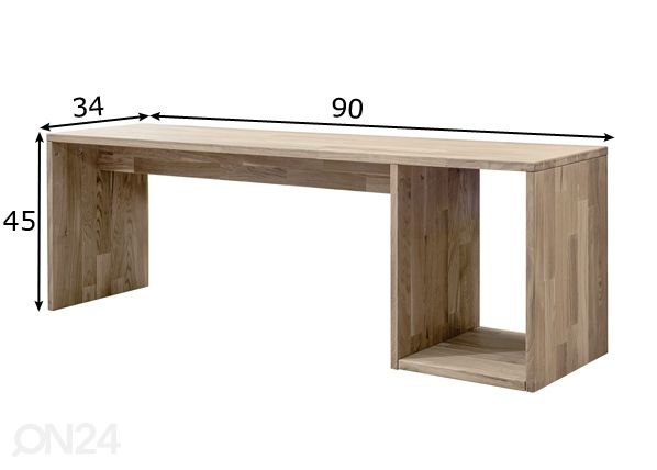 Tammi penkki Hans 90 cm, valkoinen öljy mitat