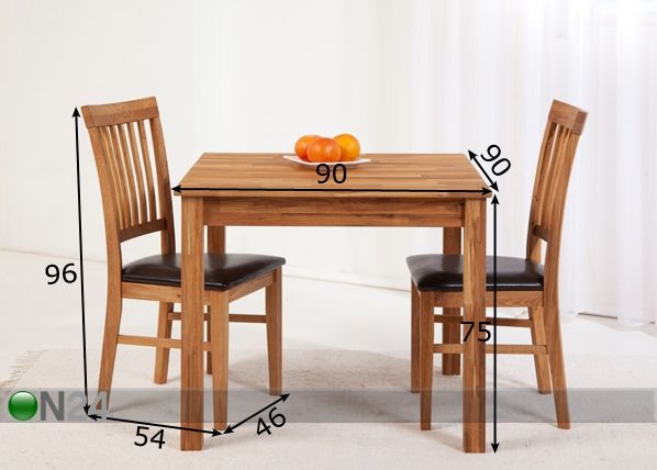 Tammi ruokailuryhmä Lem 5 90x90 cm mitat
