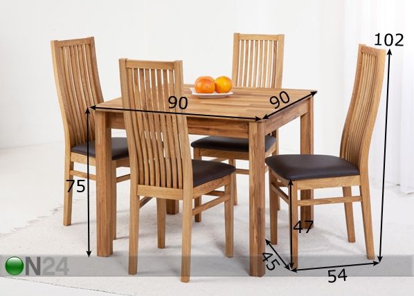 Tammi ruokailuryhmä Lem 9 mitat
