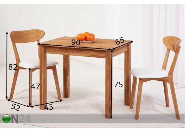 Tammi ruokailuryhmä Len13 90x65 cm mitat
