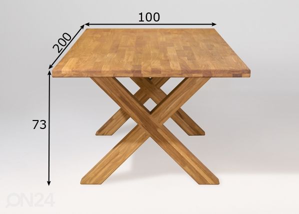 Tammi ruokapöytä Dexter 2 200x100 cm mitat