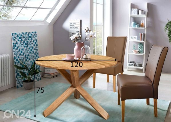 Tammi ruokapöytä Kreutz Ø 120 cm mitat