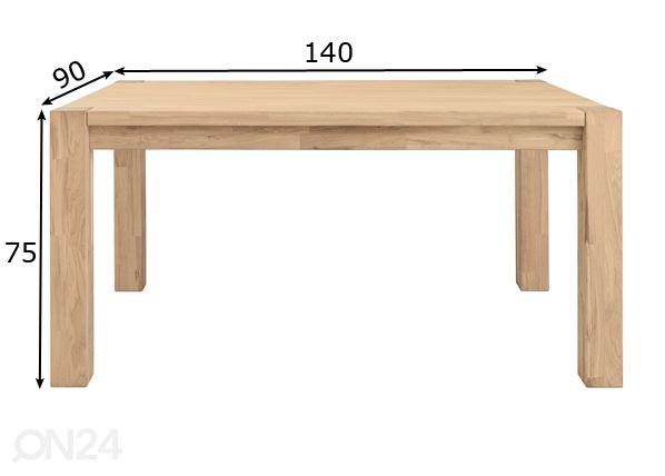 Tammi ruokapöytä Provence 01 140x90 cm, valkoinen öljy mitat
