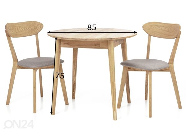 Tammi ruokapöytä Scan Ø 85 cm, valkoinen öljy mitat