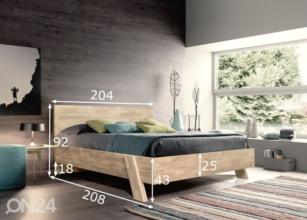 Tammi sänky Emma 200х200 cm, valkoinen öljy mitat