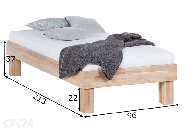 Tammi sänky Judith 90х200 cm, valkoinen öljy mitat