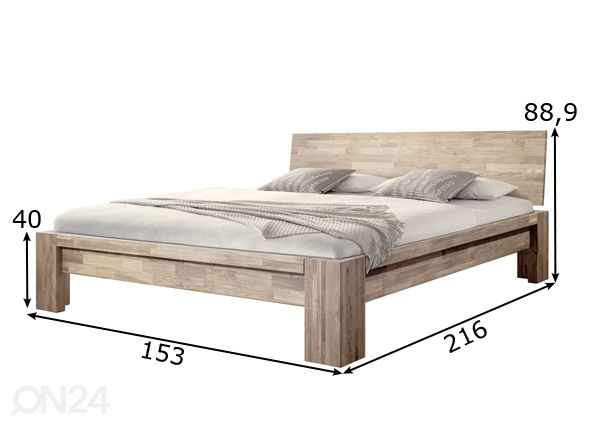 Tammi sänky Montana 140х200 cm, valkoinen öljy mitat