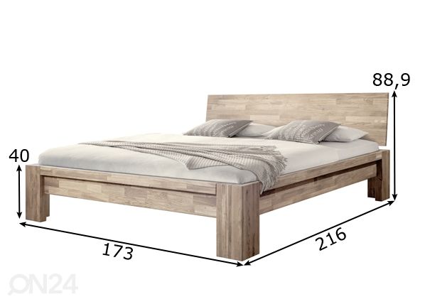 Tammi sänky Montana 160х200 cm, valkoinen öljy mitat