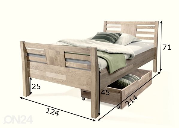 Tammi sänky Tamara 120х200 cm, valkoinen öljy mitat