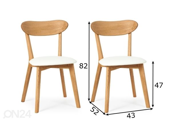 Tammi tuolit Irma, 2 kpl mitat