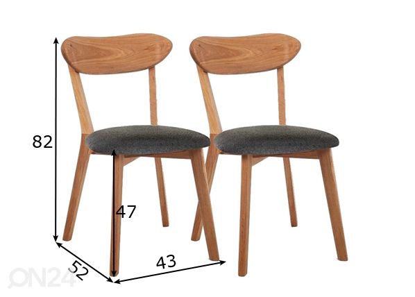 Tammi tuolit Irma, 2 kpl mitat
