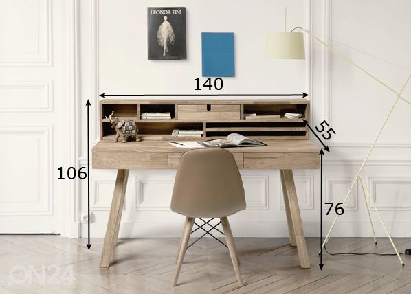 Tammi työpöytä Modern2, valkoinen öljy mitat