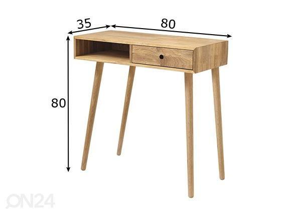 Tammipuinen konsolipöytä Agra 52491EM9 mitat