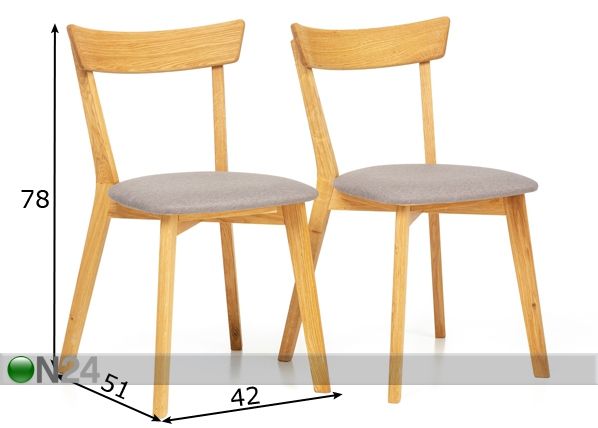 Tammituolit Viola harmaa, 2 kpl mitat