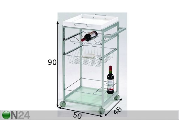 Tarjoiluvaunu CAVA-4, valkoinen mitat