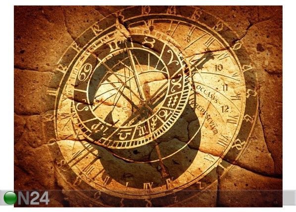 Taulu ANTIQUE ASTRONOMICAL CLOCK ON A RUGGED PLASTER 93x70 cm