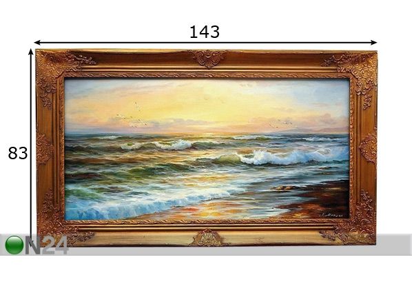 Taulu KULTAINEN LAINE 83x143 cm mitat