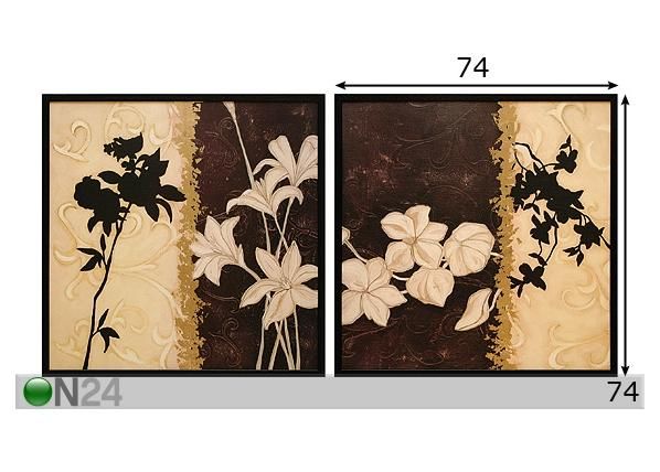 Taulusarja Floral Silhouette mitat