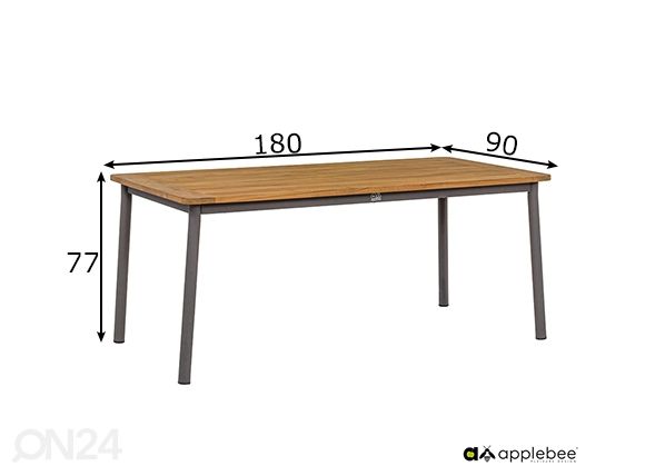 Terassipöytä Bijou 180x90 cm mitat