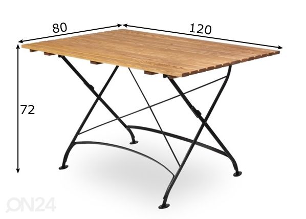Terassipöytä Linda 120x80 cm mitat