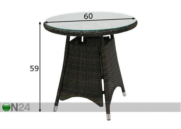 Terassipöytä WICKER Ø 60 cm mitat