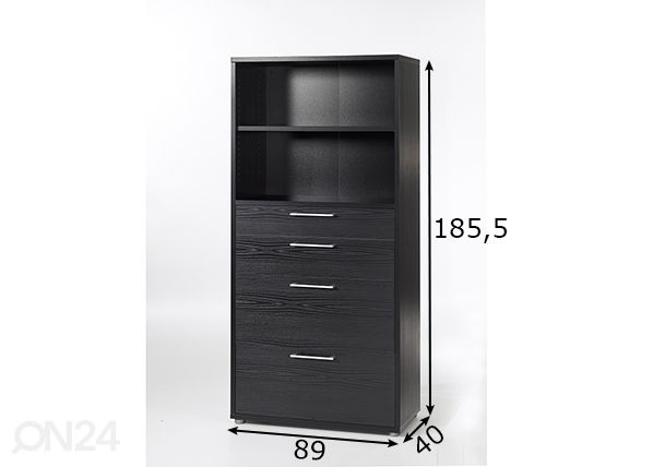 Toimistokaappi Prima, laatikoilla mitat