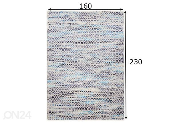 Tom Tailor matto Smooth Comfort Diamond 160x230 cm, sininen mitat