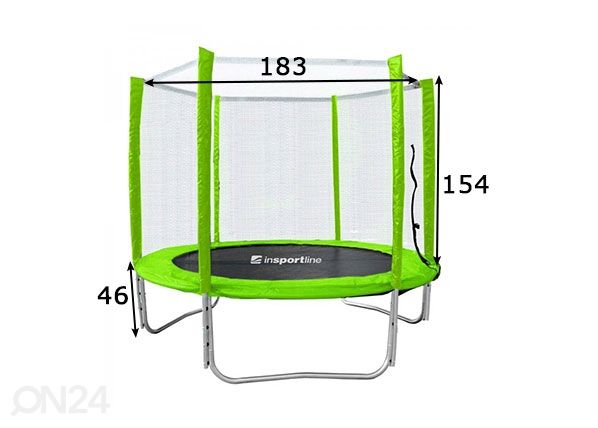 Trampoliini suojaverkolla FROGGY PRO 183 cm mitat
