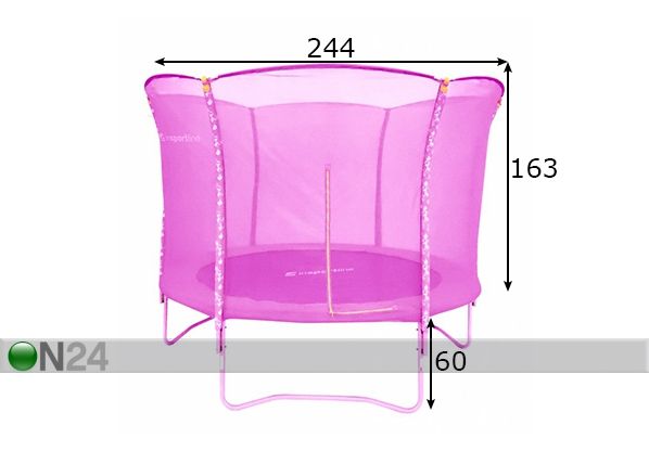 Trampoliini turvaverkolla LILY 244 cm mitat