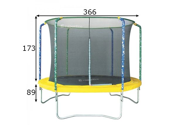 Trampoliini turvaverkolla SUN 366 cm mitat