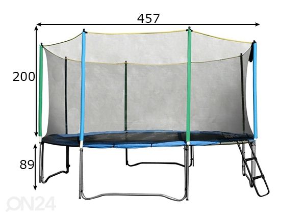 Trampoliini turvaverkolla TOP JUMB 457 cm mitat