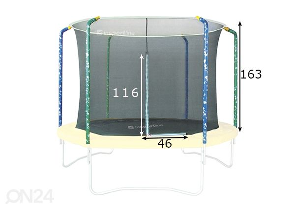 Trampoliinin turvaverkko SUN 244 cm mitat