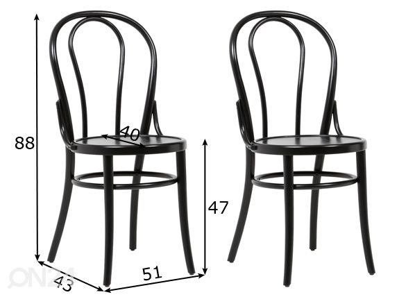 Tuoli Bistro, 2 kpl mitat
