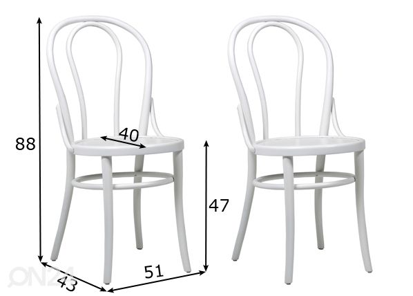 Tuoli Bistro, 2 kpl mitat