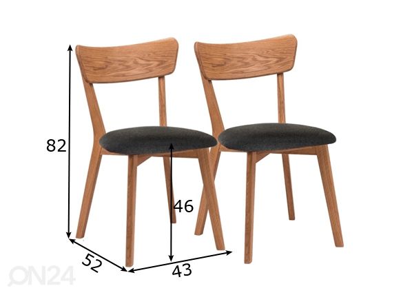 Tuoli Dora tammi, lakattu 2 kpl mitat